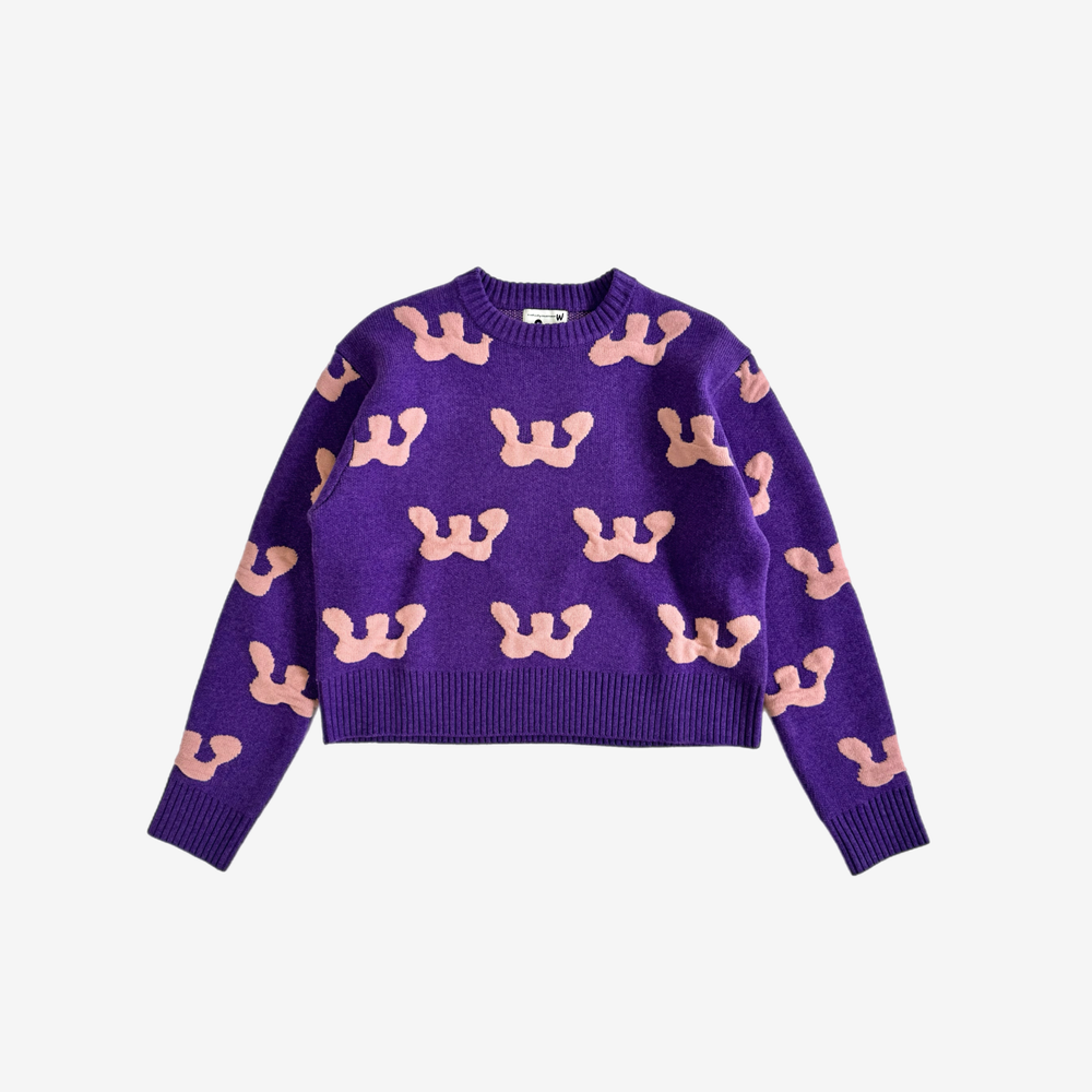 Owens Crew Knit Sweater - Deep Blue/Dusty Pink